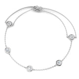 Natural Diamond Bracelet, 5 Stone Diamond Bracelet, Bezel Set Diamond Bracelet, Diamond Station Bracelet