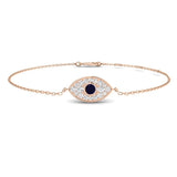 Blue Sapphire Center Evil Eye Diamond Bracelet
