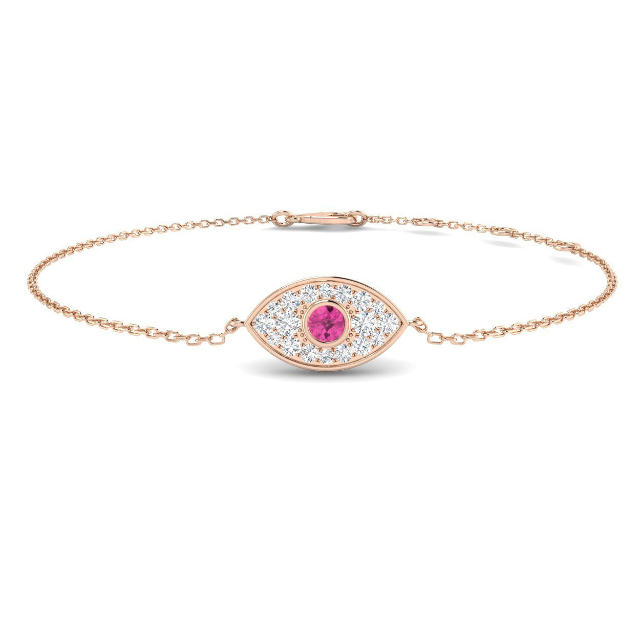 Halo Cluster Pink Sapphire Diamond Bracelet