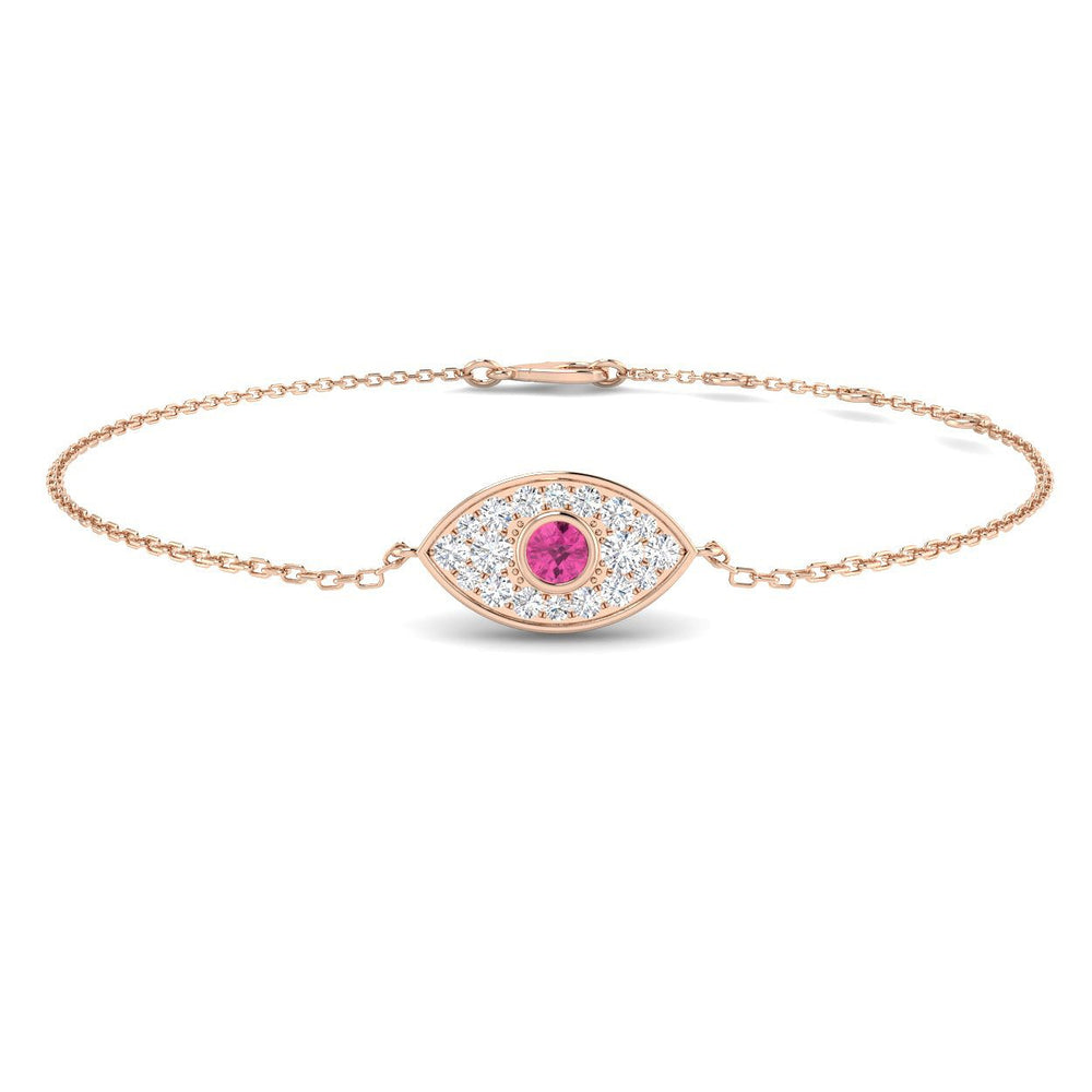 Halo Cluster Pink Sapphire Diamond Bracelet