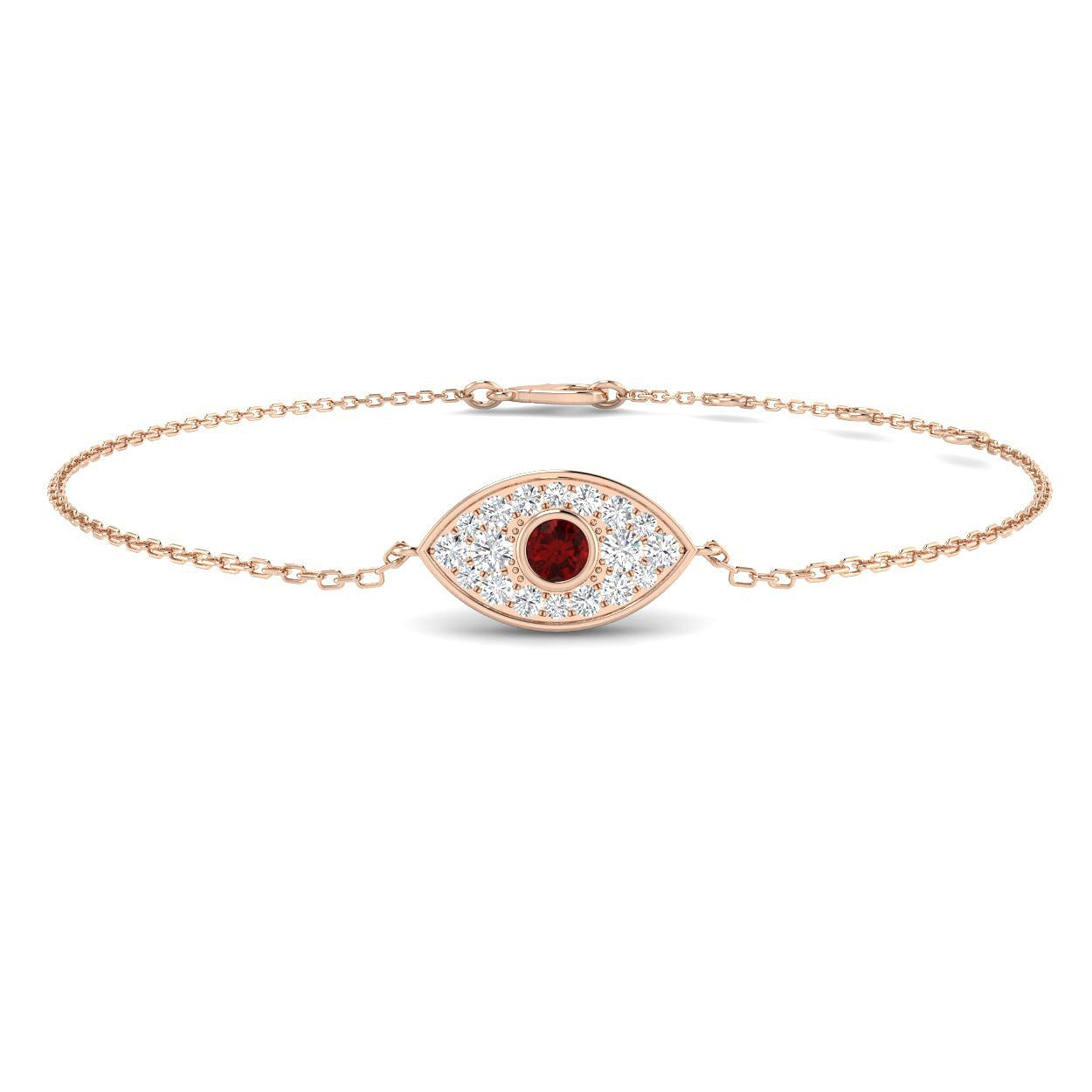 Bezel Pavé Evil Eye Bracelet in White Gold