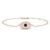 Bezel Pavé Evil Eye Bracelet in White Gold