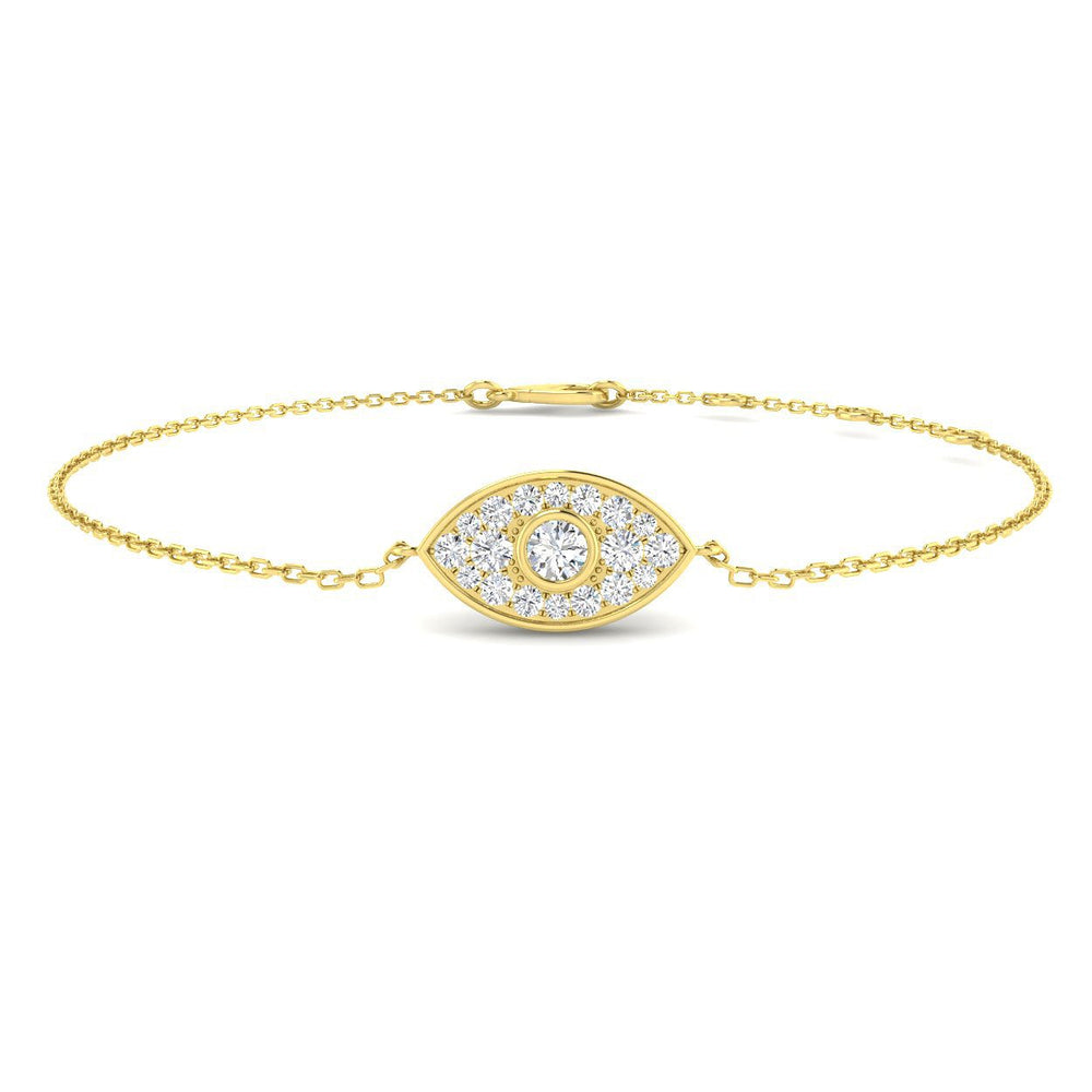 Close Up Pave Diamond Evil Eye Jewellery, Fine Jewellery Diamond Protection Bracelet