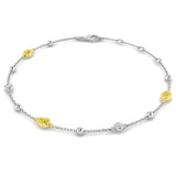 Yellow Diamond Bracelet, Natural Diamond Bracelet, Pear Cut Diamond Bracelet, Bezel Set Diamond Bracelet