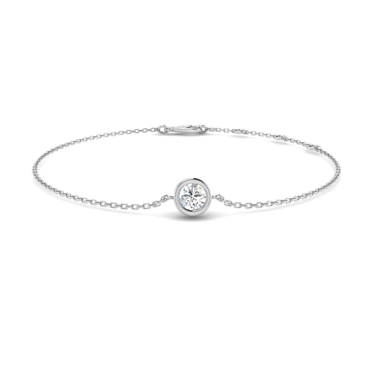 Natural Diamond Bracelet, Solitaire Diamond Bracelet, Bezel Set Diamond