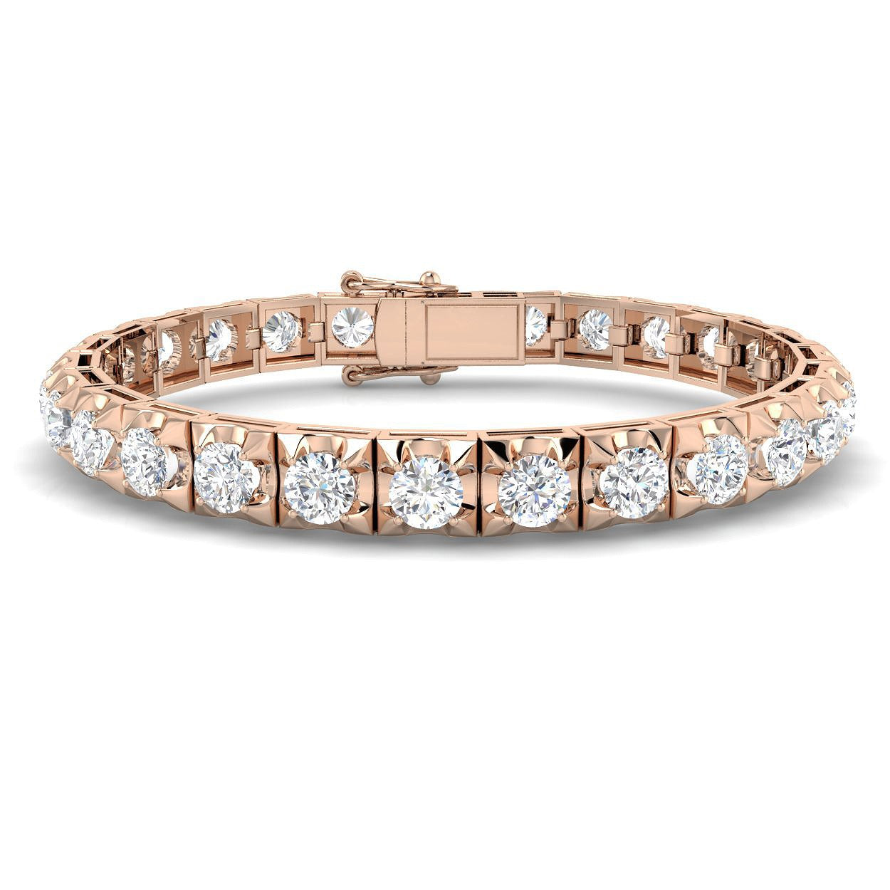 Bracelet de tennis de luxe en or et platine, serti de diamants ronds.