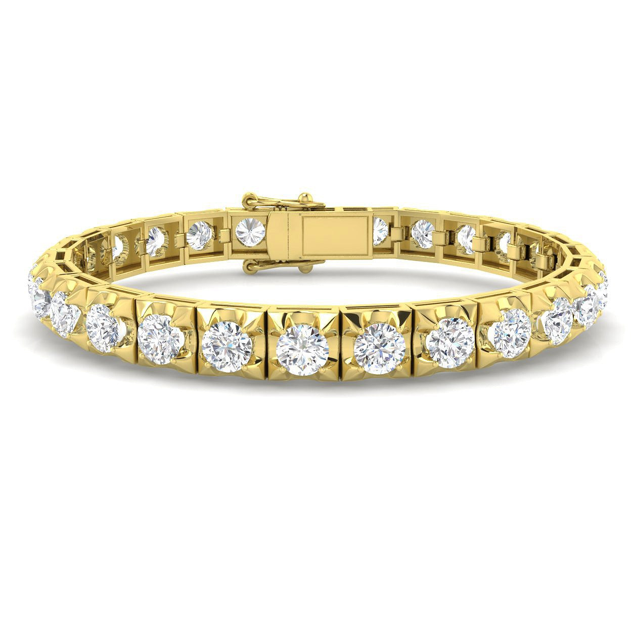 Bracelet de tennis de luxe en or et platine, serti de diamants ronds.