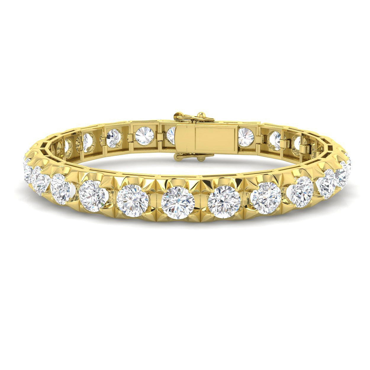 Bracelet de tennis de luxe en or et platine, serti de diamants ronds.