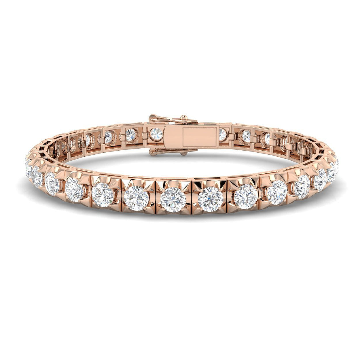 Bracelet de tennis de luxe en or et platine, serti de diamants ronds.