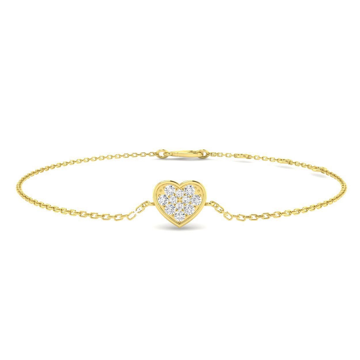 Lab Grown Diamond, Heart Pendant, 9K Yellow Gold, Pavé Diamond, Cluster Pendant