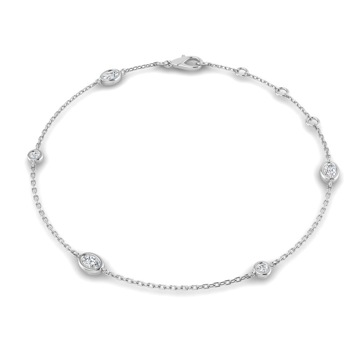 Natural Diamond Bracelet, Platinum Diamond Bracelet, Diamond Station Bracelet