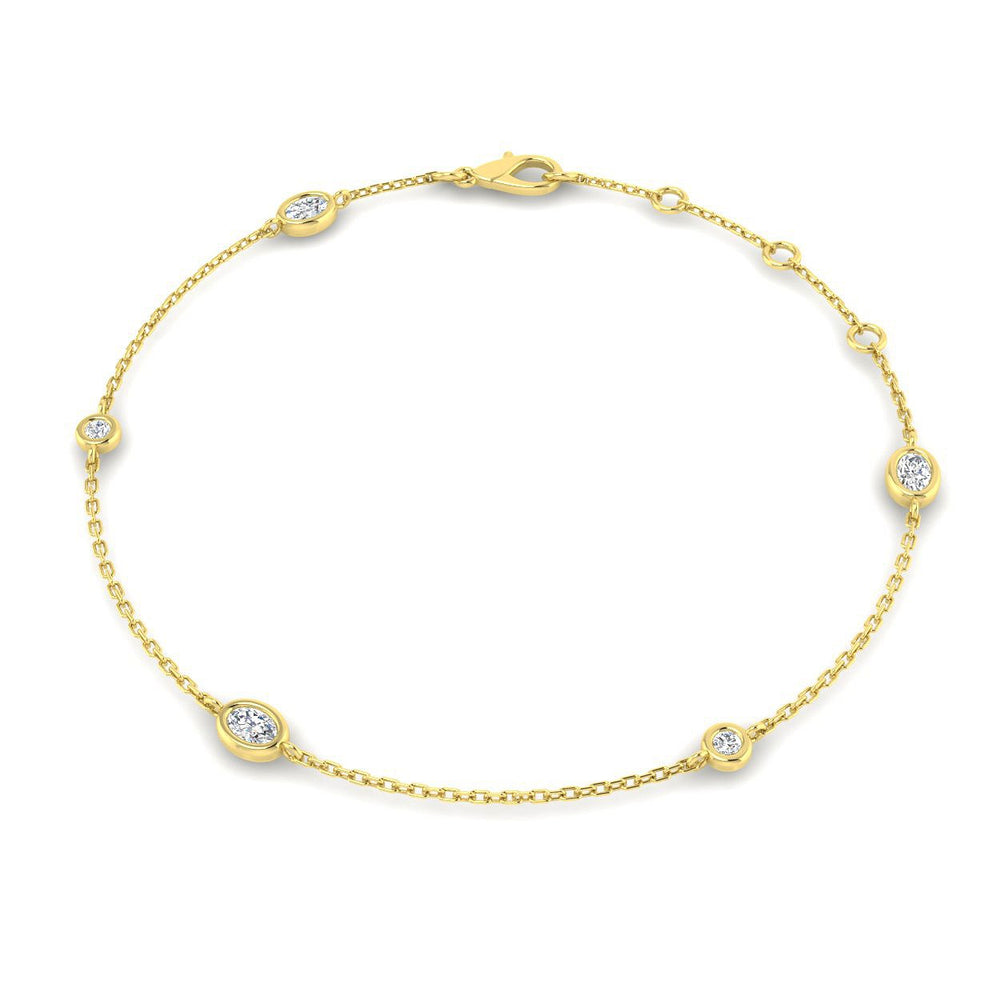 Bezel Set Diamond Bracelet, Oval Diamond Bracelet, Round Diamond Bracelet