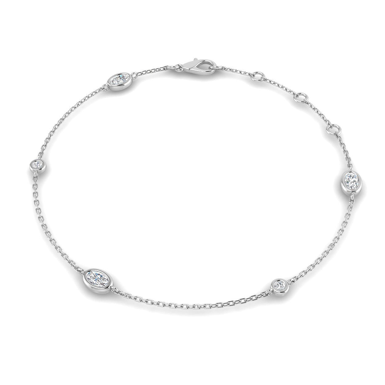 Natural Diamond Bracelet, Platinum Diamond Bracelet, Diamond Station Bracelet