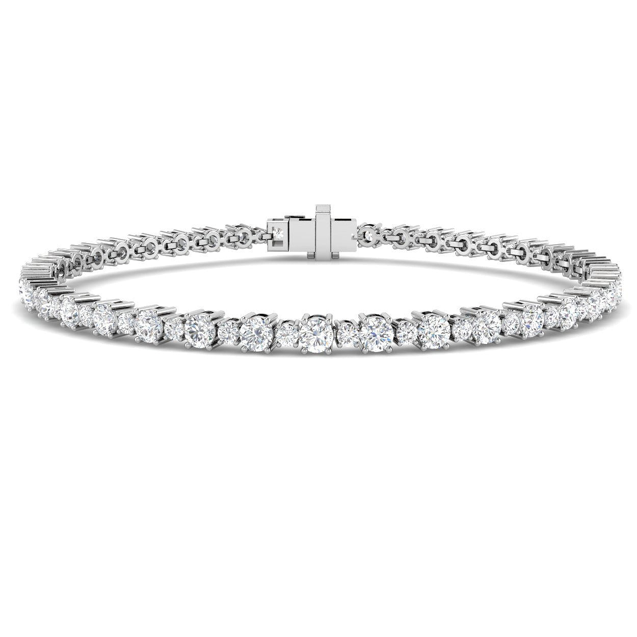 Natural Diamond Bracelet, Diamond Tennis Bracelet, 9K White Gold Bracelet, Round Diamond Bracelet