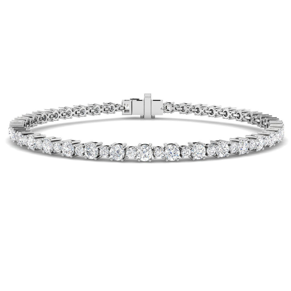 Natural Diamond Bracelet, Diamond Tennis Bracelet, 9K White Gold Bracelet, Round Diamond Bracelet
