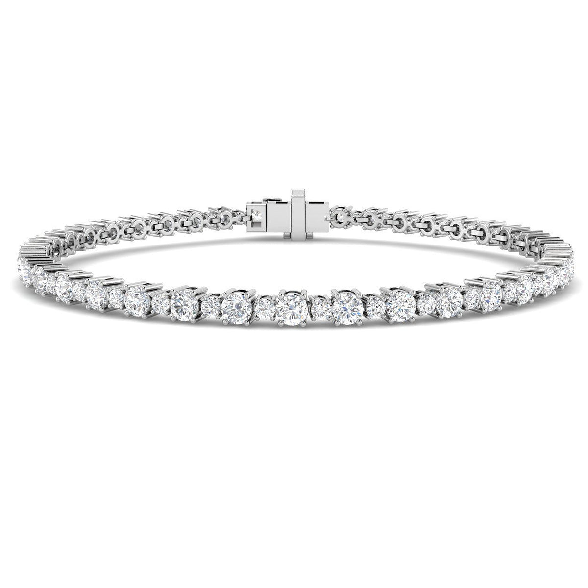 Natural Diamond Bracelet, Diamond Tennis Bracelet, 9K White Gold Bracelet, Round Diamond Bracelet