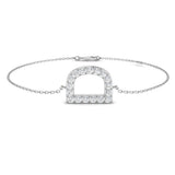 Diamond Initial D Bracelet, Platinum Letter D Jewelry, Natural Round Diamond Bracelet