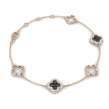 Natural Diamond Jewelry, Pavé Diamond Bracelet, Black Diamond Jewelry, Lucky Clover Bracelet