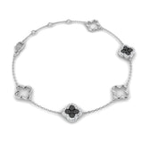 Black Diamond Bracelet, Clover Diamond Bracelet, 18K Yellow Gold Bracelet