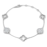 Delicate Clover Style Diamond Chain Bracelet in Gold or Platinum | Fine Jewelry