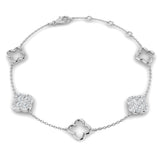 Lab Grown Diamond Bracelet, Platinum Diamond Bracelet, Clover Bracelet, Four Leaf Clover Jewelry