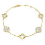 Pave Diamond Bracelet, Lucky Charm Bracelet, Delicate Chain Bracelet