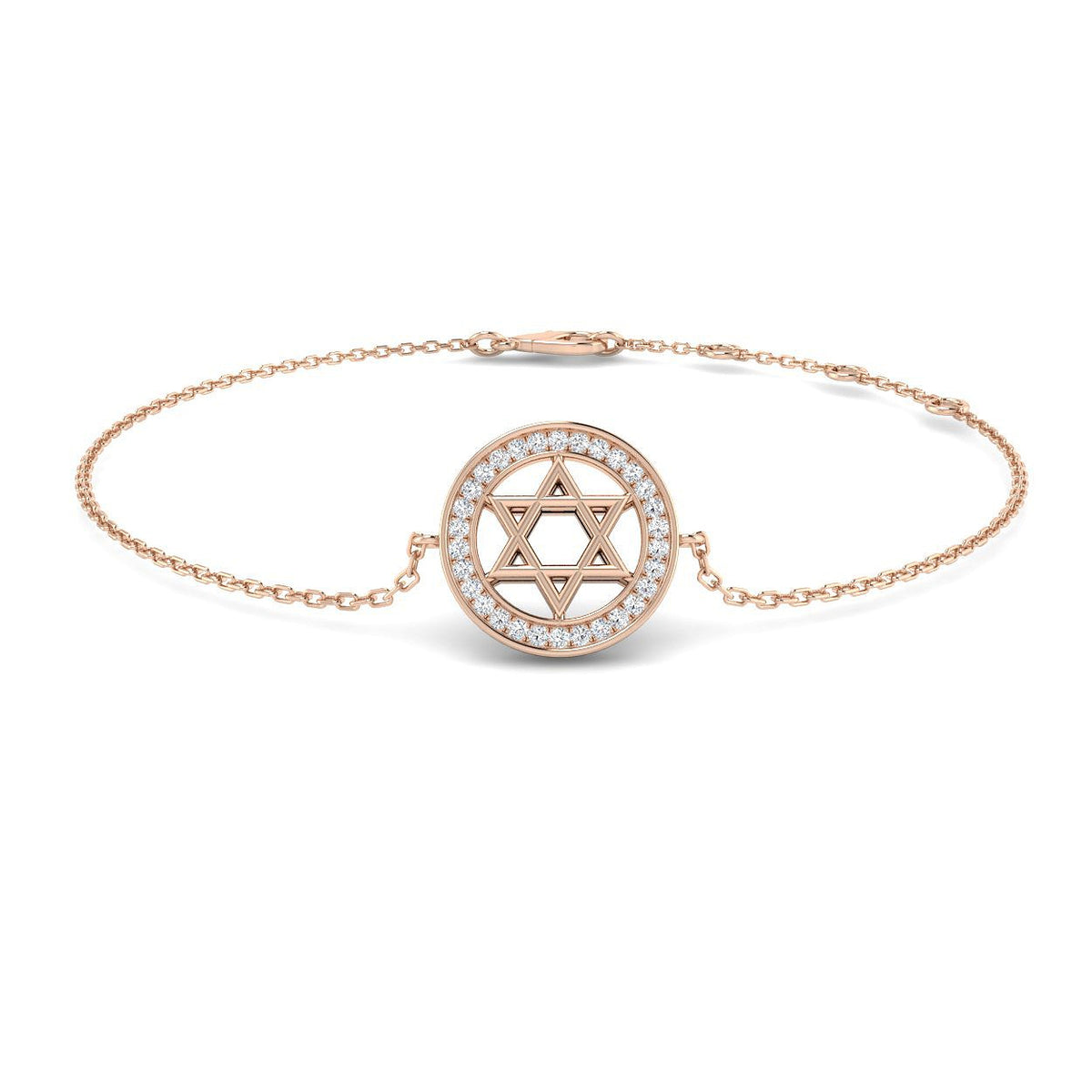 Elegant Star of David Halo Diamond Bracelet, Fine Jewellery Natural Diamond Star Bracelet