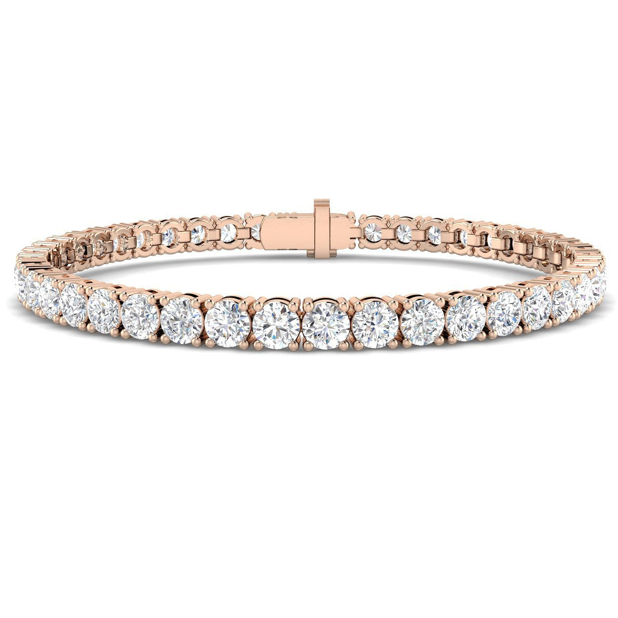 18K White Gold Round Natural Diamond Tennis Bracelet in Prong Set with Secure Box Clasp