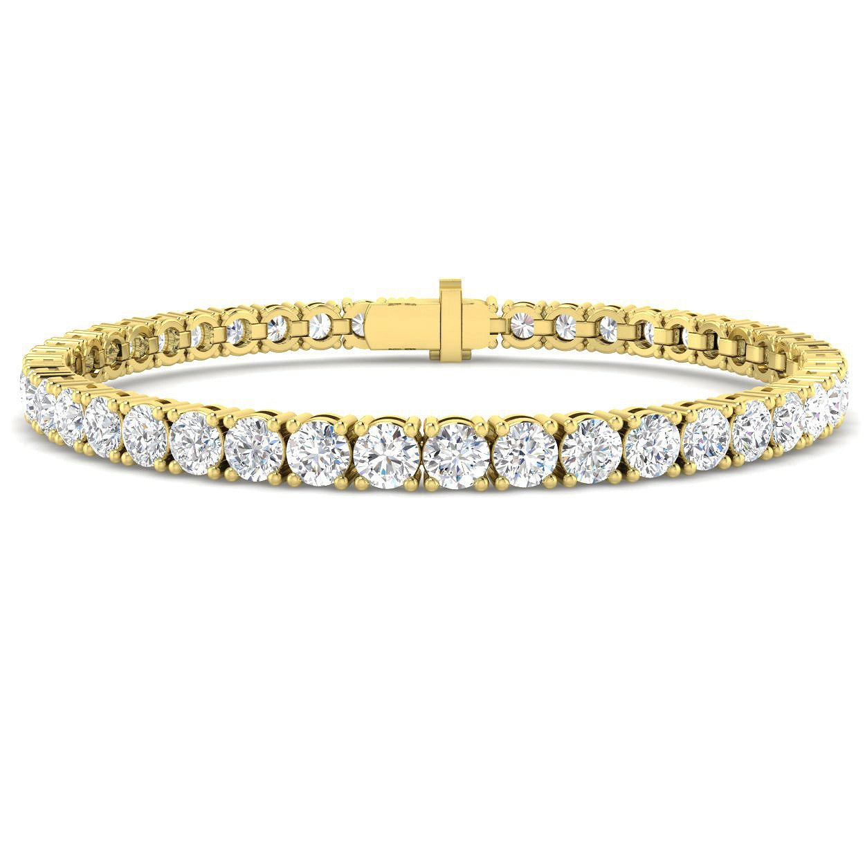 18K White Gold Round Natural Diamond Tennis Bracelet in Prong Set with Secure Box Clasp