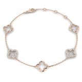 18K Gold Lab Grown Diamond Four Leaf Clover Bracelet – Pave Set with Chain & Lobster Clasp
