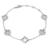 18K Gold Lab Grown Diamond Four Leaf Clover Bracelet – Pave Set with Chain & Lobster Clasp