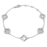 9K White Gold Natural or Lab Grown Diamond Clover Chain Bracelet | Fine Jewellery