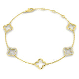 18K Gold Lab Grown Diamond Four Leaf Clover Bracelet – Pave Set with Chain & Lobster Clasp