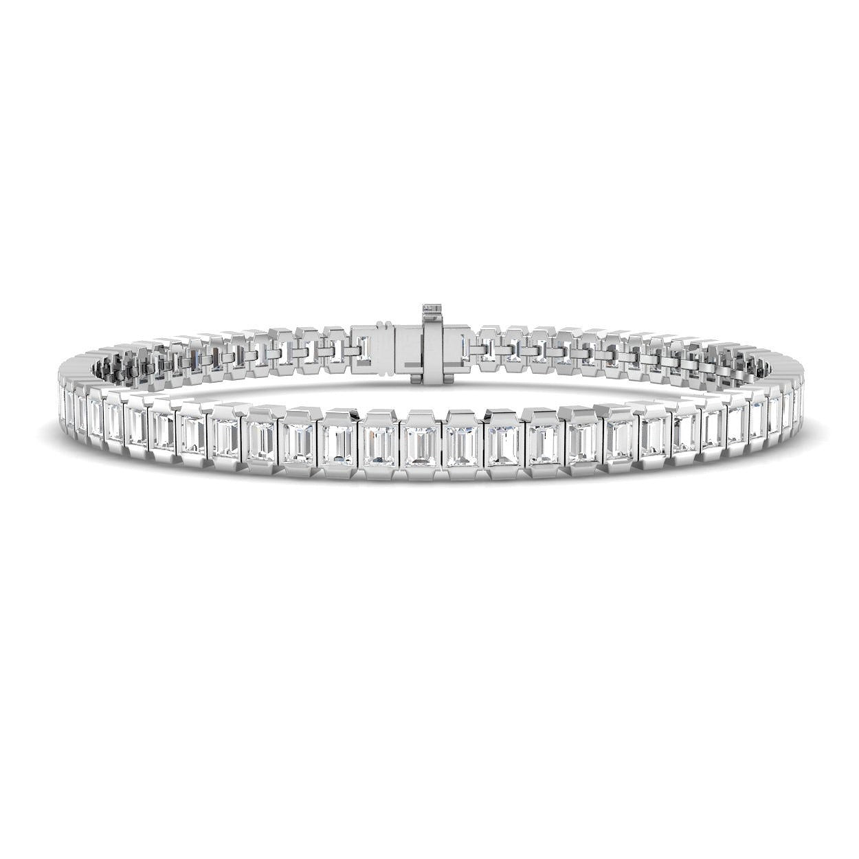 Natural Diamond Bracelet, Baguette Diamond Bracelet, Baguette Tennis Bracelet, 18K White Gold Bracelet