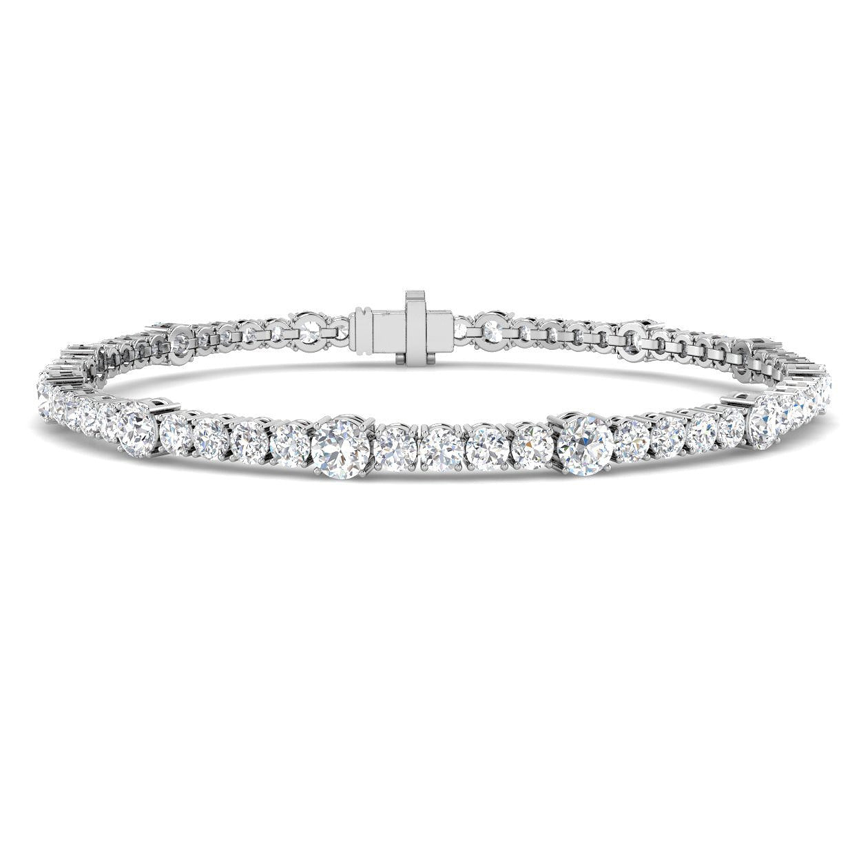 Bracelet de tennis de luxe en or et platine, serti de diamants ronds.