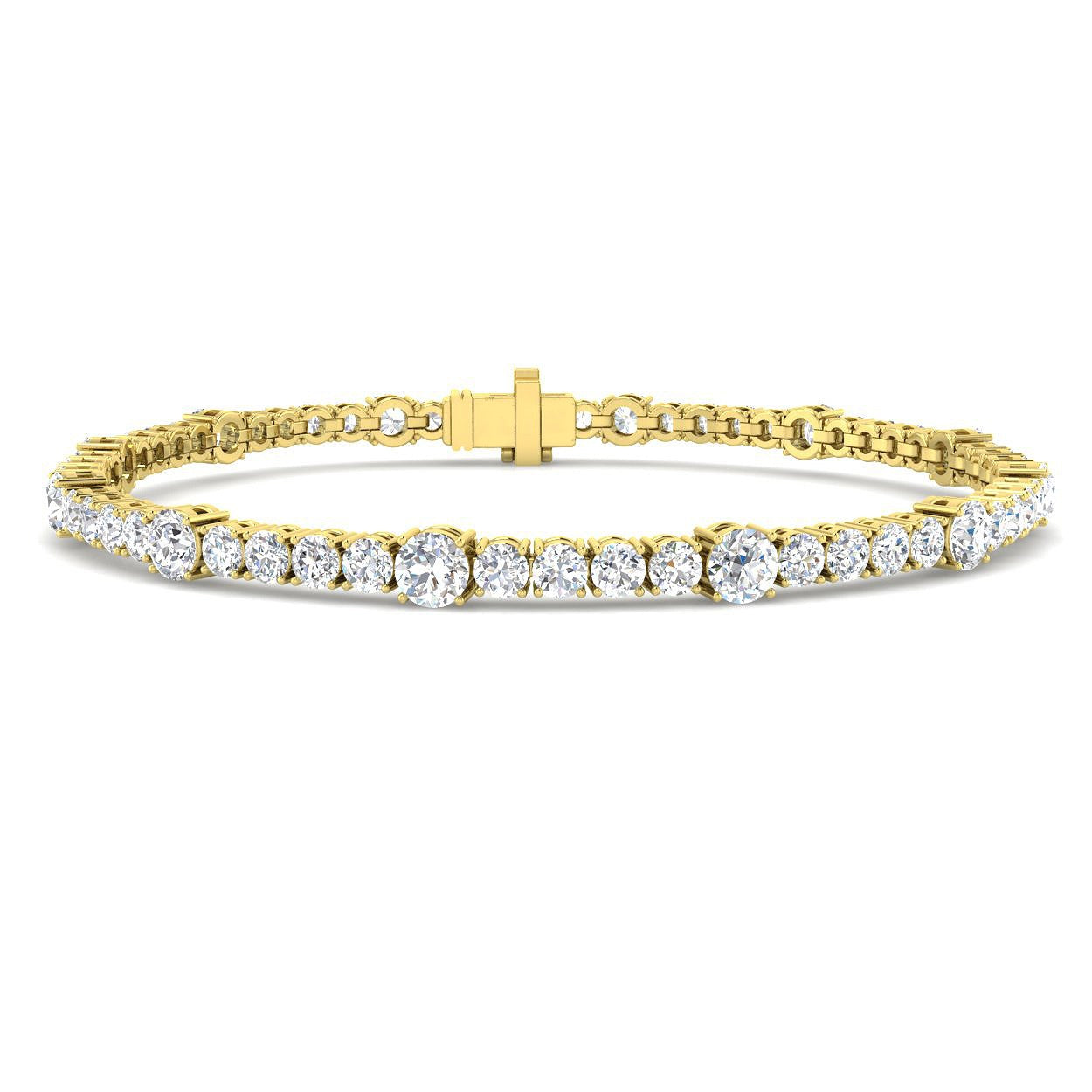 Bracelet de tennis de luxe en or et platine, serti de diamants ronds.