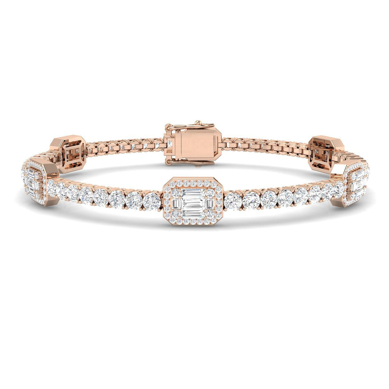 Bracelet de tennis de luxe en or et platine, serti de diamants ronds.