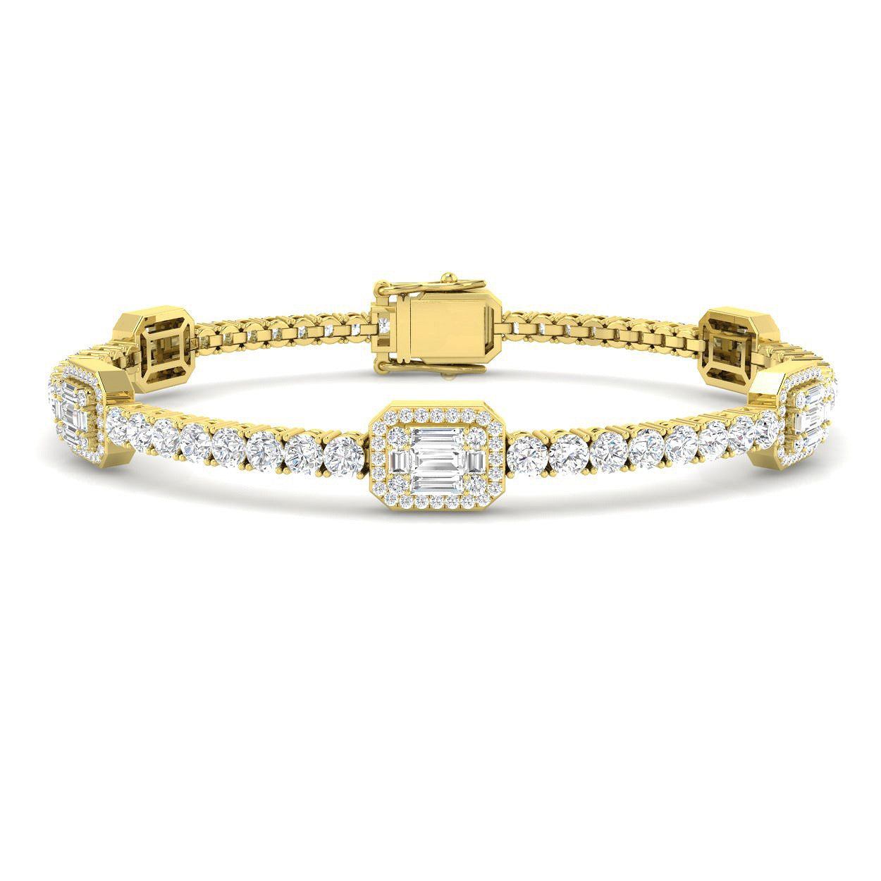 Bracelet de tennis de luxe en or et platine, serti de diamants ronds.