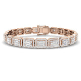 Elegant Emerald Style Baguette & Round Cut Lab Grown Diamond Bracelet in Gold or Platinum