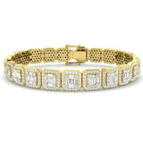 Baguette & Round Cut Emerald Style Natural Diamond Bracelet in Gold & Platinum