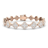Floral clover diamond link, Bridal diamond bracelet gold, Statement gold diamond bracelet