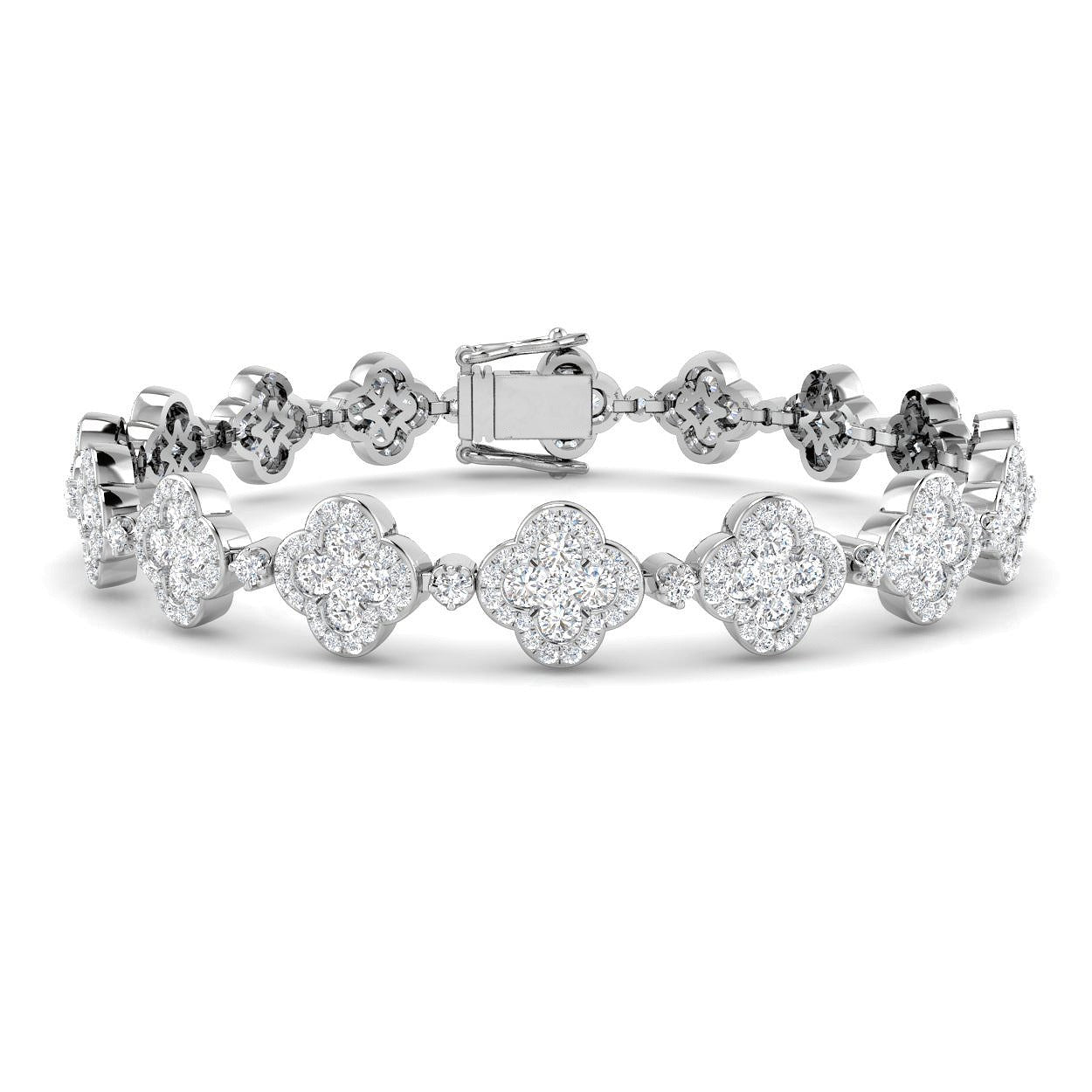 Gold cluster diamond bracelet, Luxury diamond tennis bracelet, Solid gold diamond bracelet