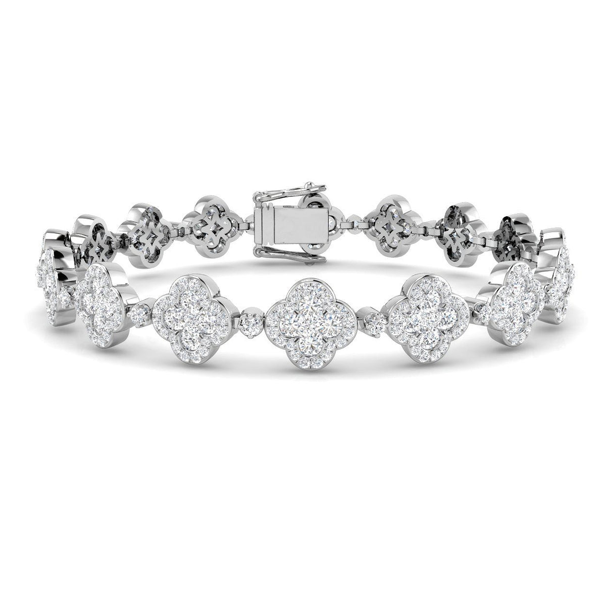 Gold cluster diamond bracelet, Luxury diamond tennis bracelet, Solid gold diamond bracelet