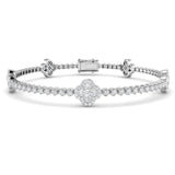 Natural Diamond Clover Link Tennis Bracelet in 9K Solid Gold with Box Clasp