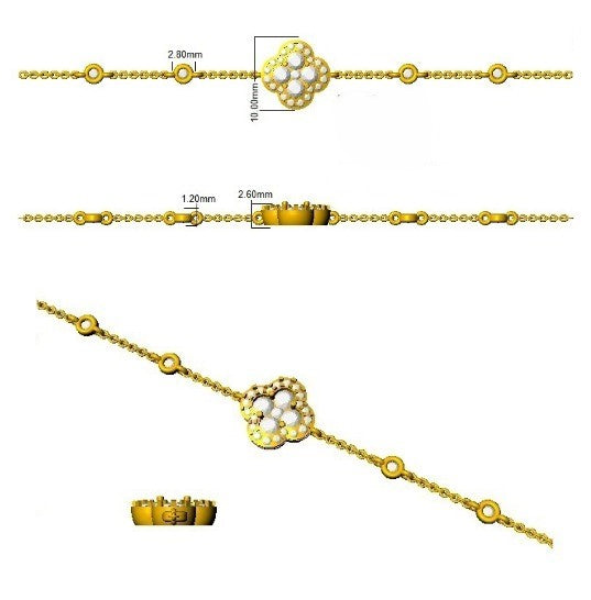 Clover Diamond Chain Bracelet with Bezel & Pave Set Natural Diamonds in Platinum