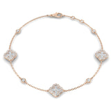 1.20Ct Clover Style Lab Grown or Natural Diamond Chain Bracelet in Platinum | Pave & Bezel Set