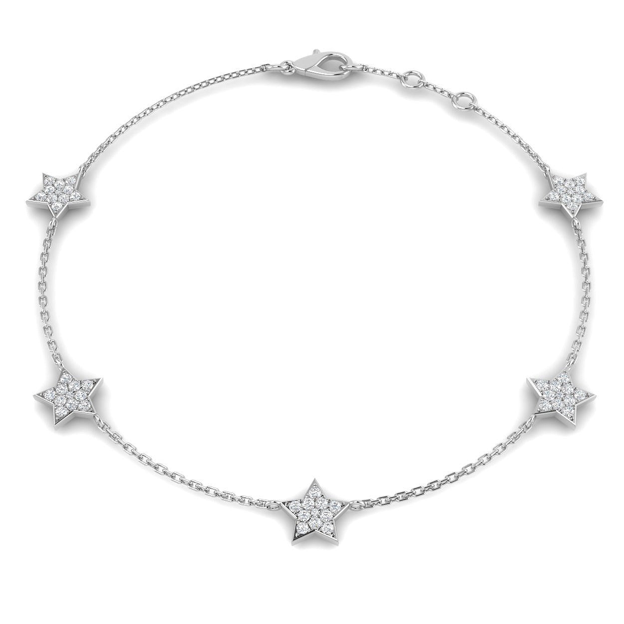 Lab Grown Diamond Bracelet, Platinum Diamond Bracelet, Star Shape Bracelet
