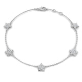 Lab Grown Diamond Bracelet, Platinum Diamond Bracelet, Star Shape Bracelet