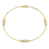 Diamond Line Bracelet, Solid Gold Bracelet, 9K Gold Jewelry, 18K Gold Bracelet, Platinum Bracelet