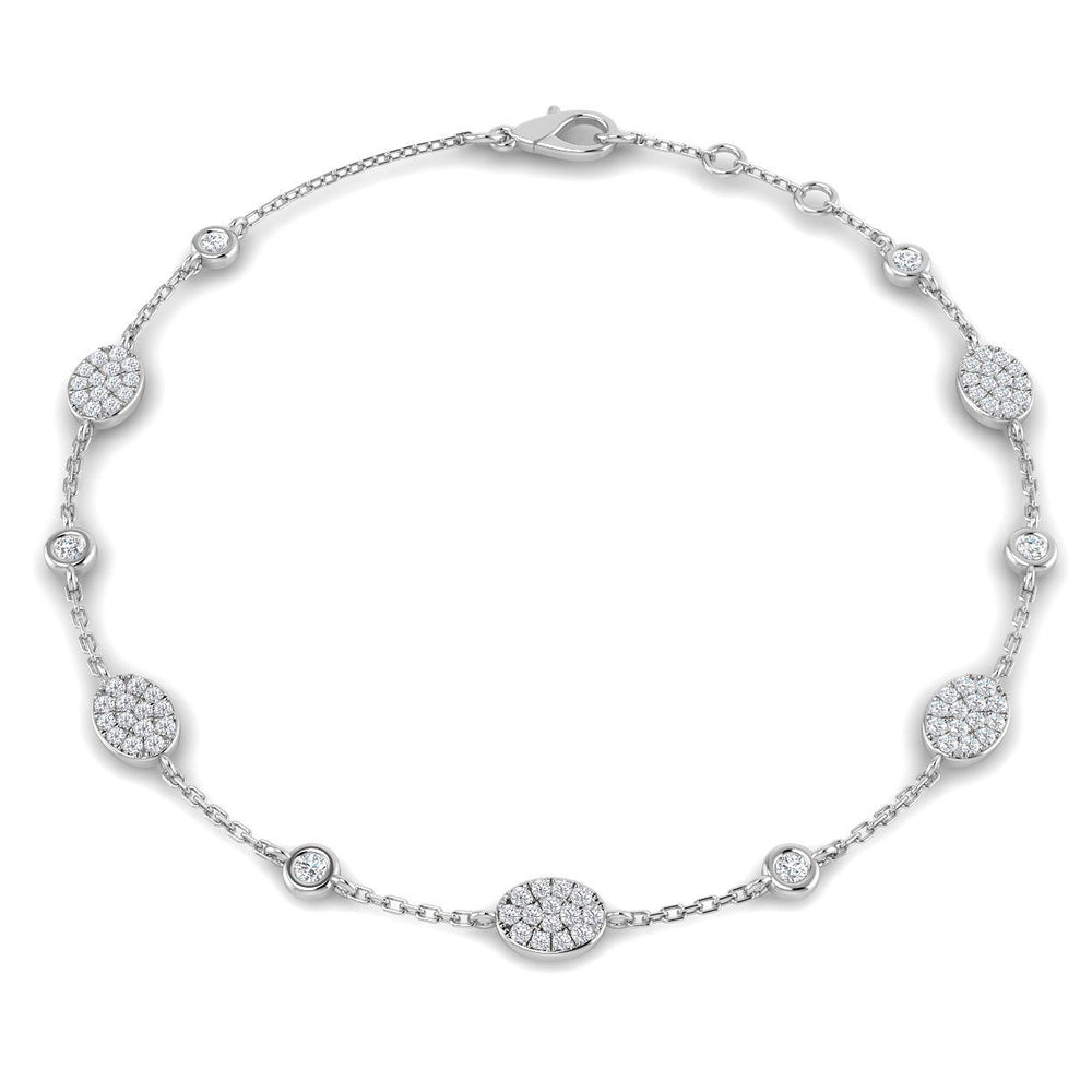 Lab Grown Diamond, Station Bracelet, 9K White Gold